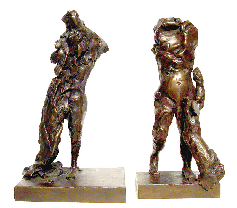 Beggar (left), Hercules with Club (right), 2011, bronze, 15