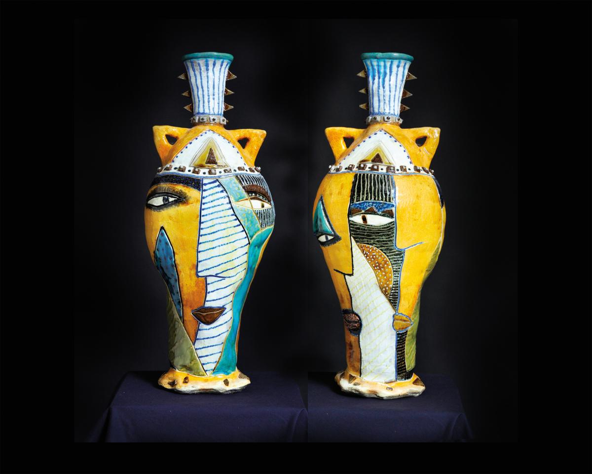 David Stabley, Untitled, 2020, soda fired clay, 20”h x 13”w x 8”d
