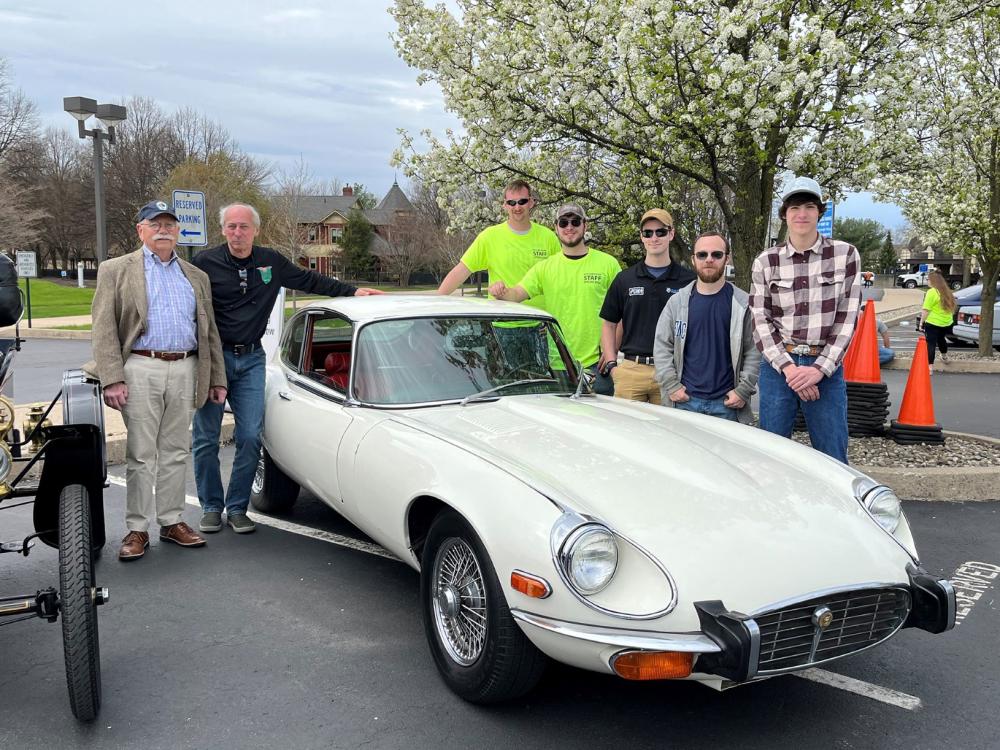 Students gets hands-on with a classic 1973 E-series Jaguar